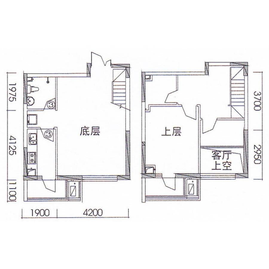 香堤湾2室2厅1卫54.9㎡户型图