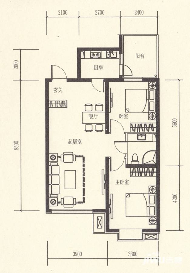 中环星座普通住宅97.7㎡户型图