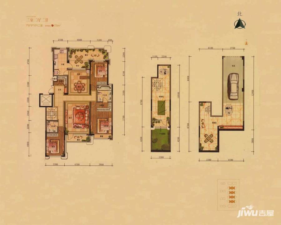 中粮·隆玺世家3室2厅2卫178㎡户型图