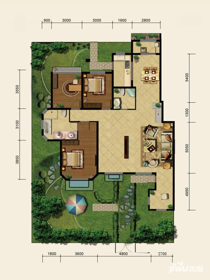 金地艺境3室2厅2卫165㎡户型图