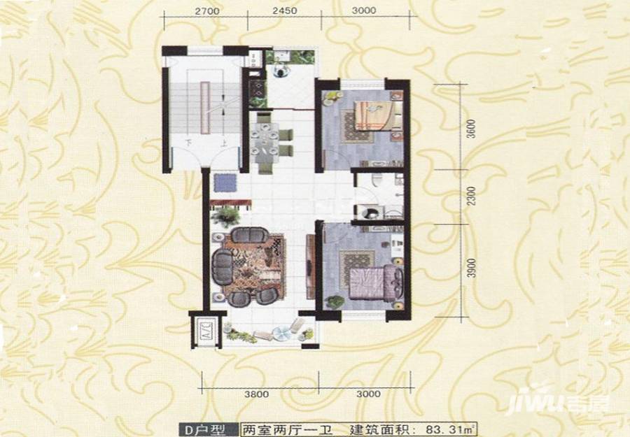 速腾名郡2室2厅1卫83.3㎡户型图