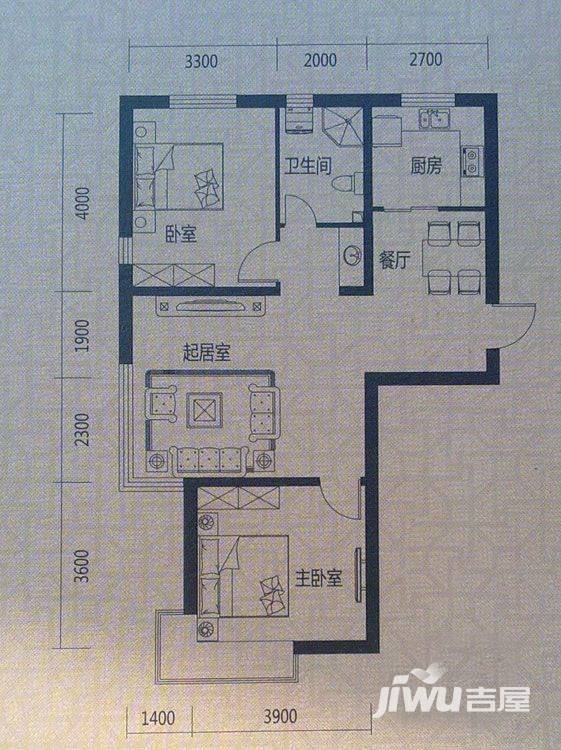 滂江泰和府2室2厅1卫79.3㎡户型图