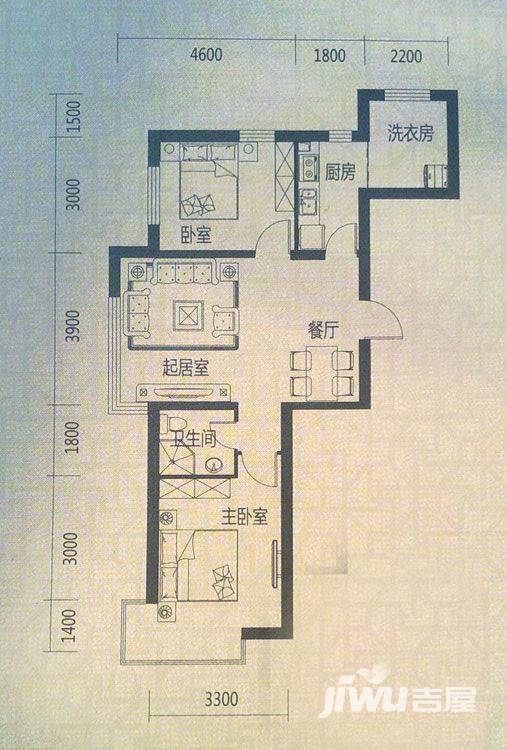 滂江泰和府2室2厅1卫78.1㎡户型图