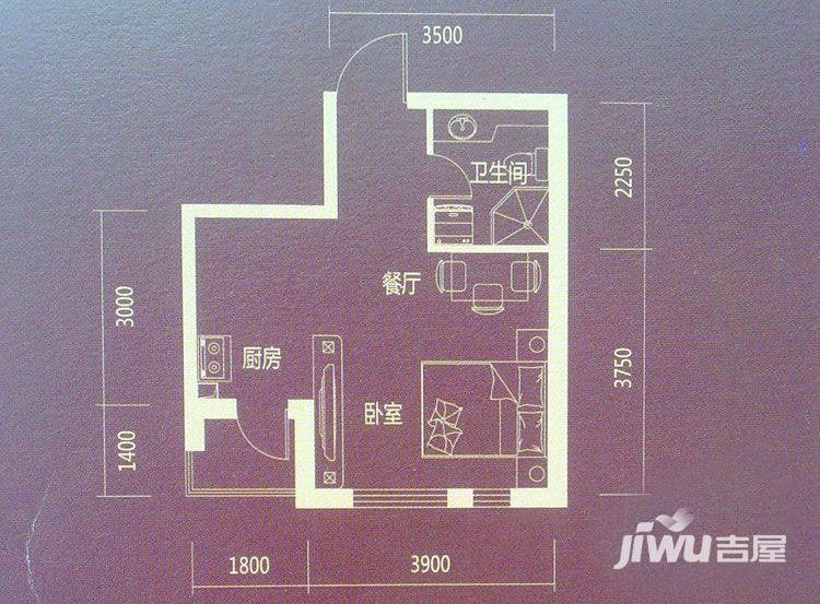 滂江泰和府1室1厅1卫35.5㎡户型图