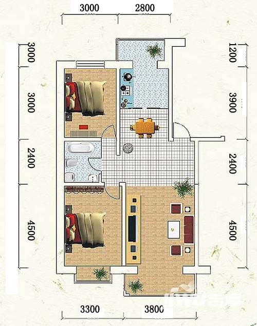 泰华林家园普通住宅94㎡户型图