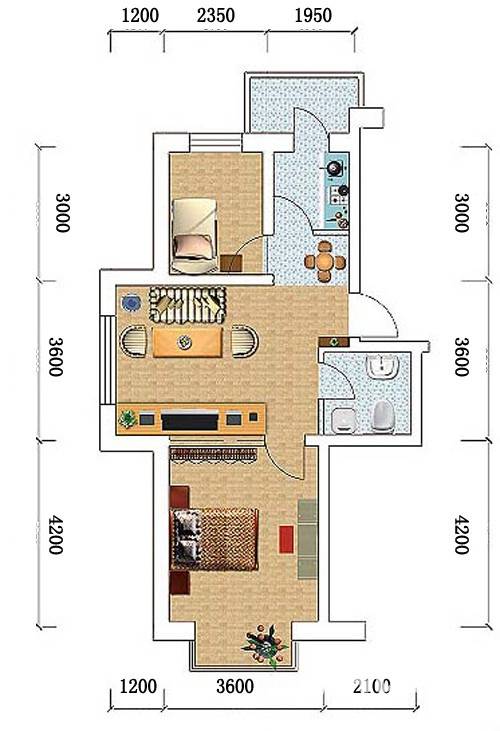 泰华林家园普通住宅64.1㎡户型图