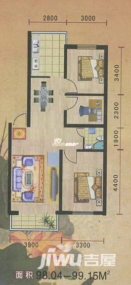 水印蓝庭普通住宅98㎡户型图