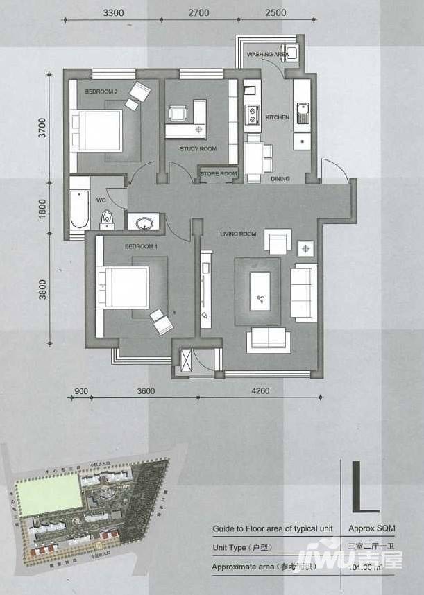 凯荣禧乐都普通住宅101㎡户型图