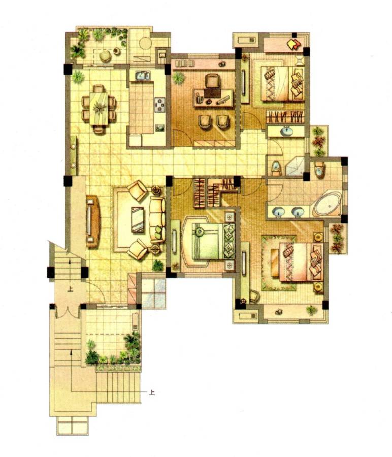 保亿风景沁园户型图 多层户型d(a-2(2 4室2厅2卫1厨 146.00㎡