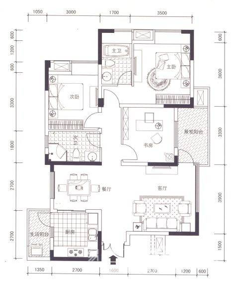 华润二十四城普通住宅90㎡户型图