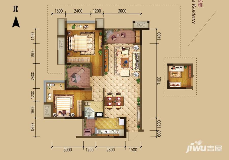 重庆巴南万达广场普通住宅85㎡户型图