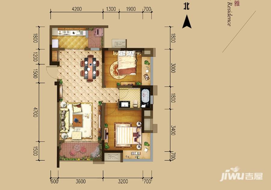 重庆巴南万达广场普通住宅83㎡户型图