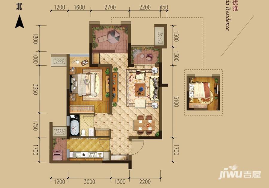 重庆巴南万达广场普通住宅63㎡户型图