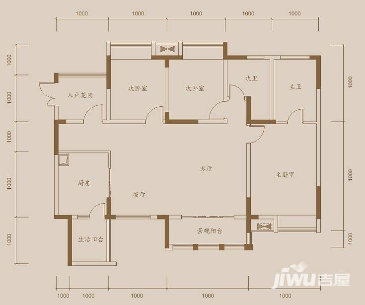 鎏嘉码头｜雲曜3室2厅2卫110.4㎡户型图