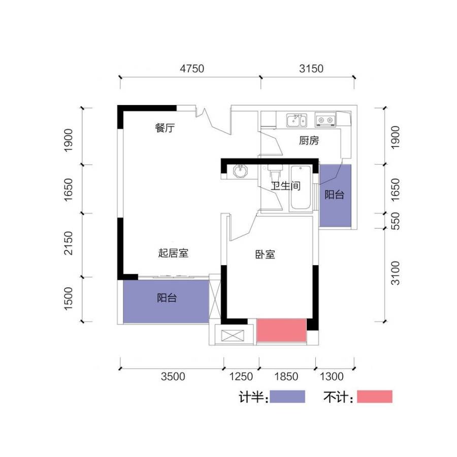 中渝春华秋实普通住宅48.6㎡户型图