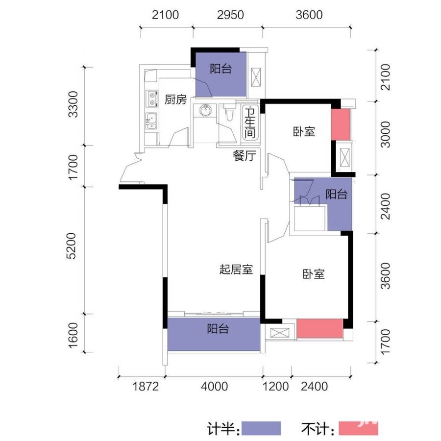 中渝春华秋实普通住宅74.1㎡户型图