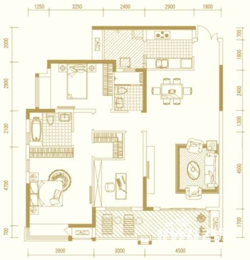 华润中央公园3室2厅2卫115㎡户型图