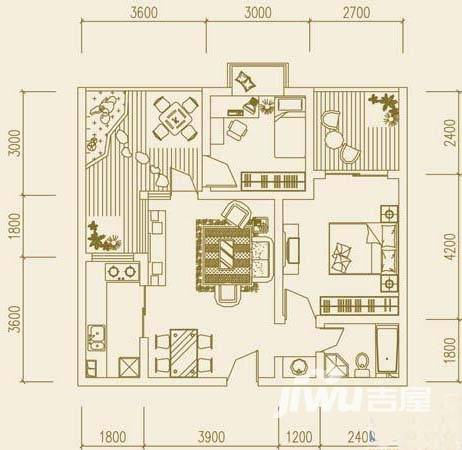 大足棠城丽都普通住宅75.3㎡户型图