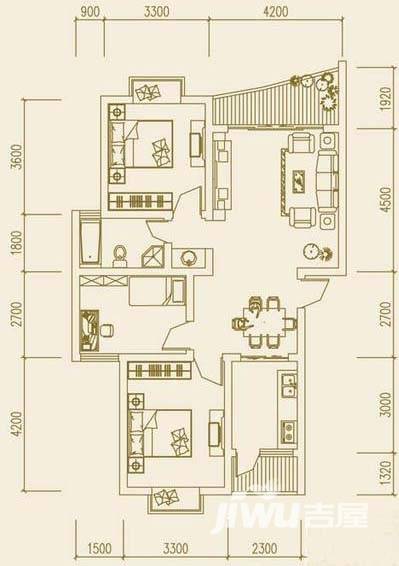 大足棠城丽都普通住宅91.3㎡户型图