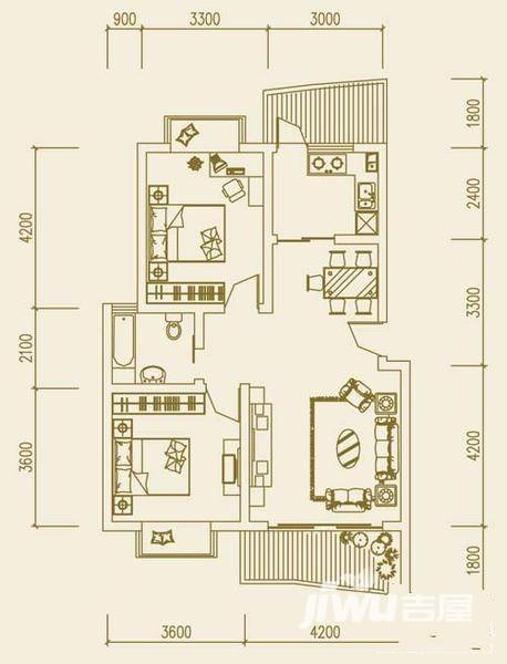 大足棠城丽都普通住宅85.6㎡户型图