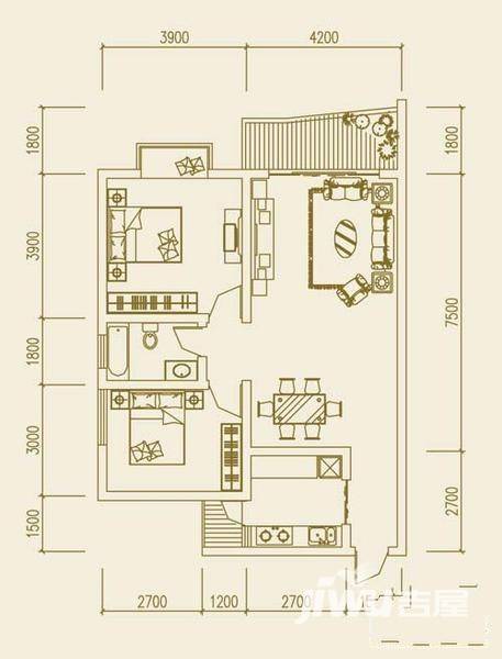 大足棠城丽都普通住宅89.7㎡户型图