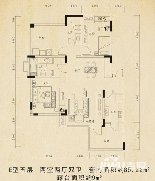 巨豪香溪美林普通住宅85.2㎡户型图