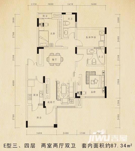 巨豪香溪美林普通住宅87.3㎡户型图