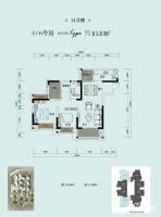 金茂珑悦2室2厅1卫户型图