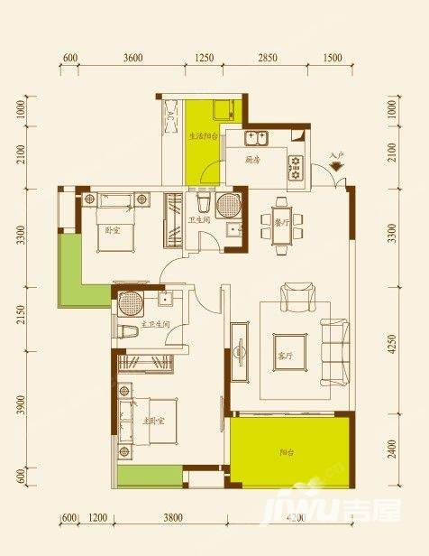 国奥村普通住宅84㎡户型图