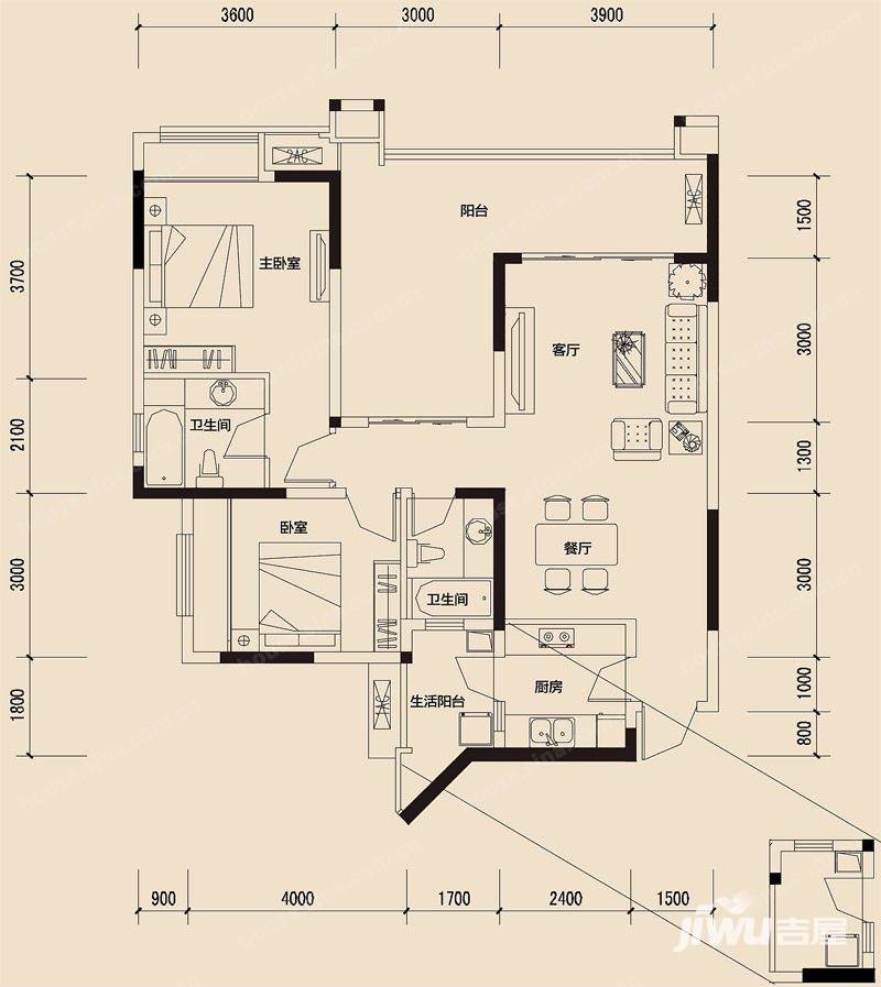 华润二十四城普通住宅87㎡户型图