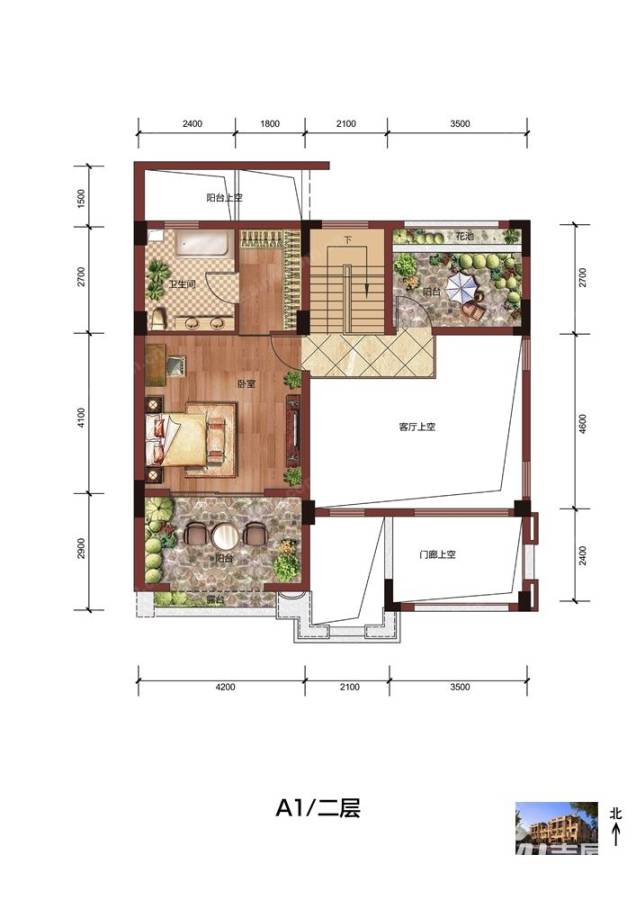 鸿笙苑2室2厅2卫136.1㎡户型图