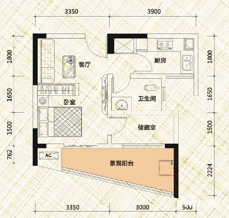 芭厘芭厘普通住宅39㎡户型图