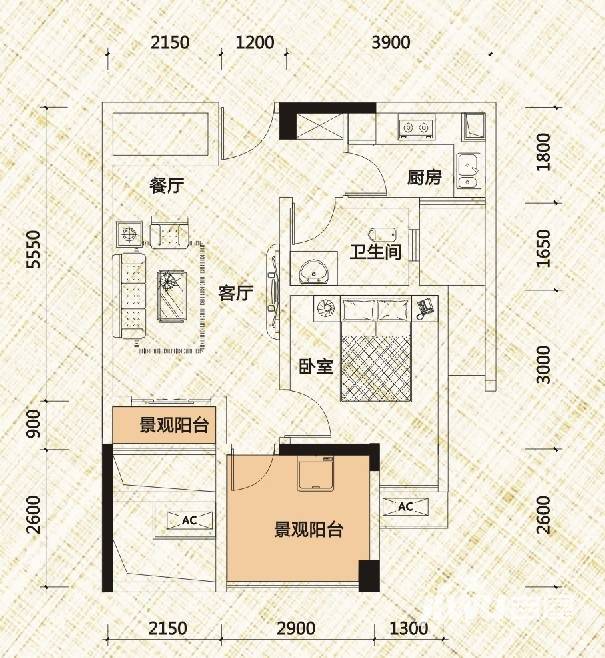 芭厘芭厘普通住宅44㎡户型图