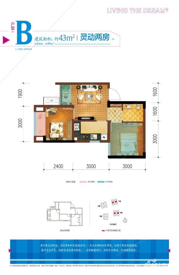 旭辉城普通住宅43㎡户型图