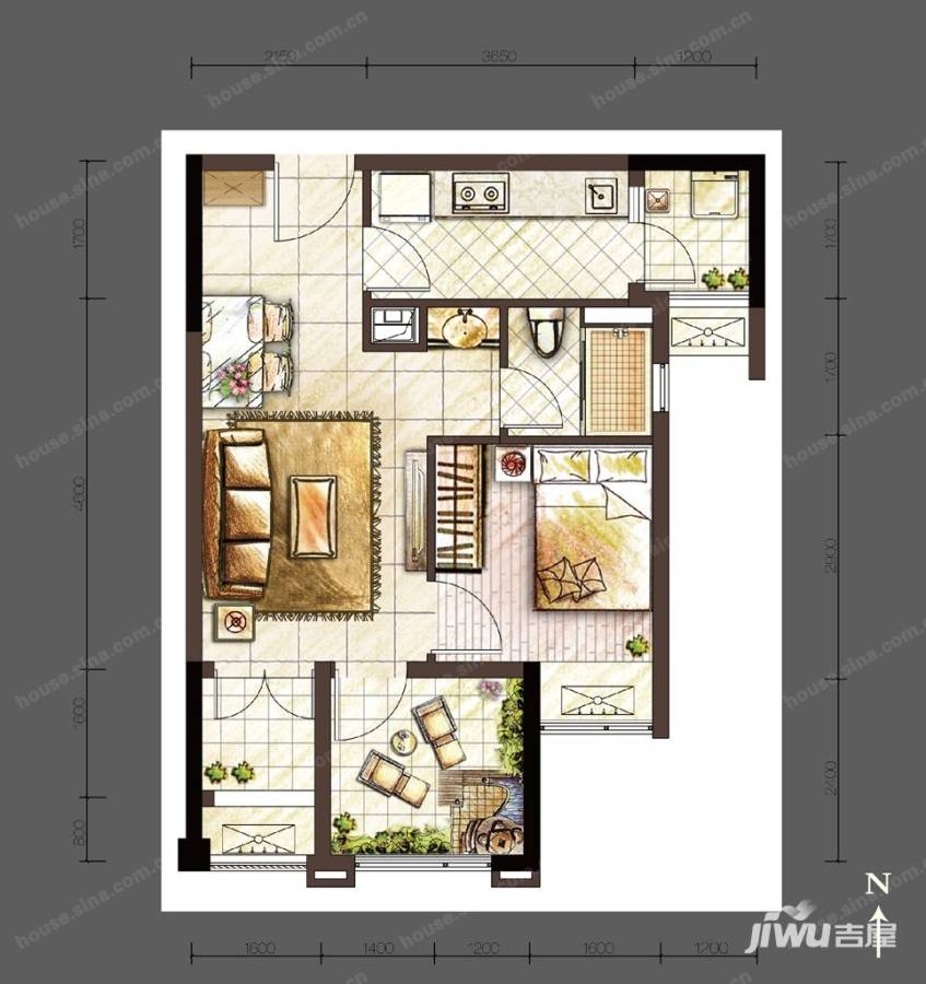 万科金域学府普通住宅45㎡户型图