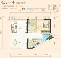 渝隆观江1室2厅1卫45.6㎡户型图