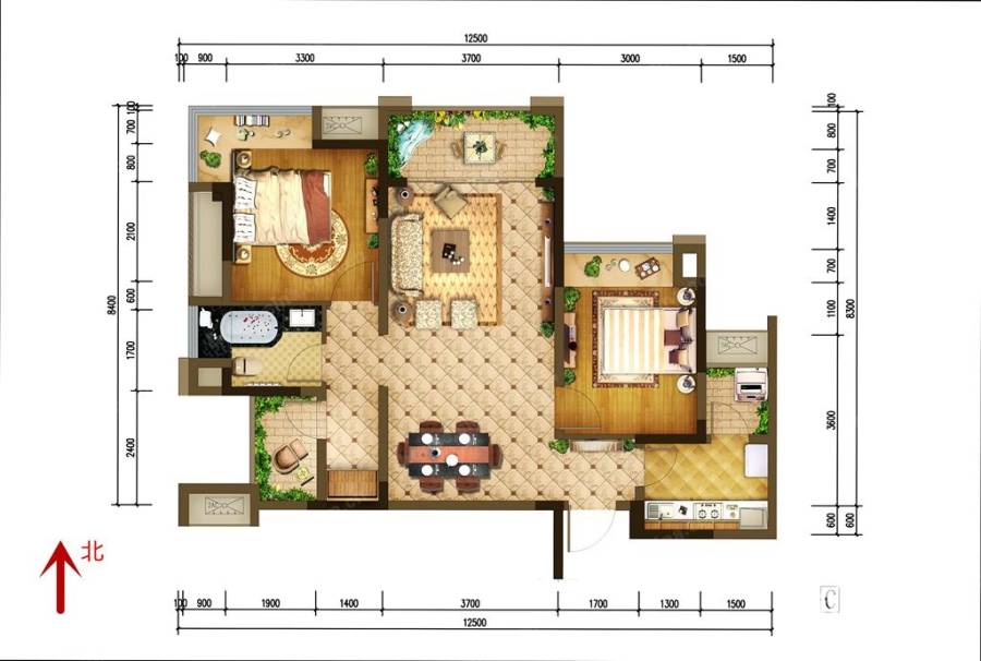 重庆巴南万达广场普通住宅90㎡户型图