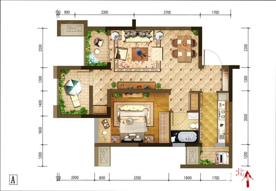 重庆巴南万达广场普通住宅63㎡户型图