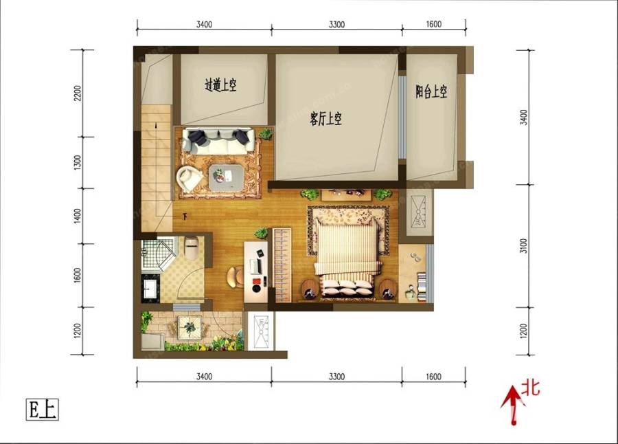 重庆巴南万达广场1室2厅1卫户型图