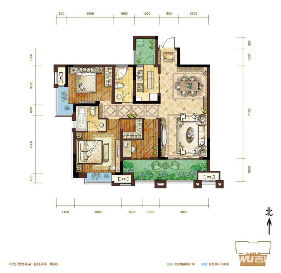 龙湖拉特芳斯2室2厅2卫户型图