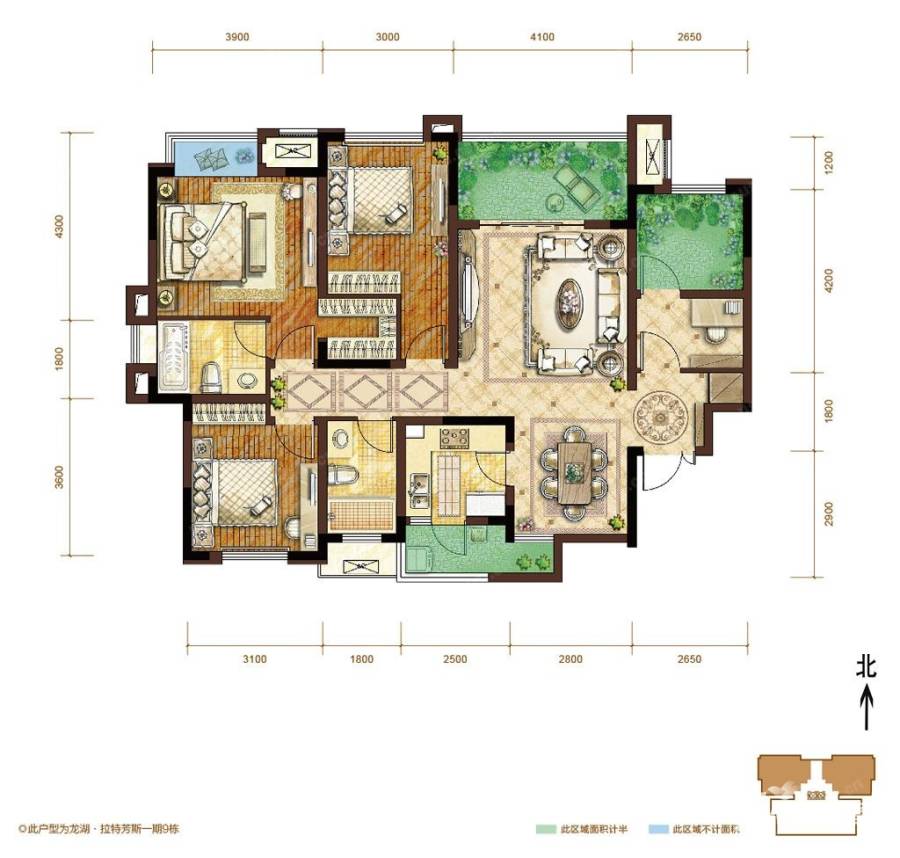 龙湖拉特芳斯4室2厅2卫户型图