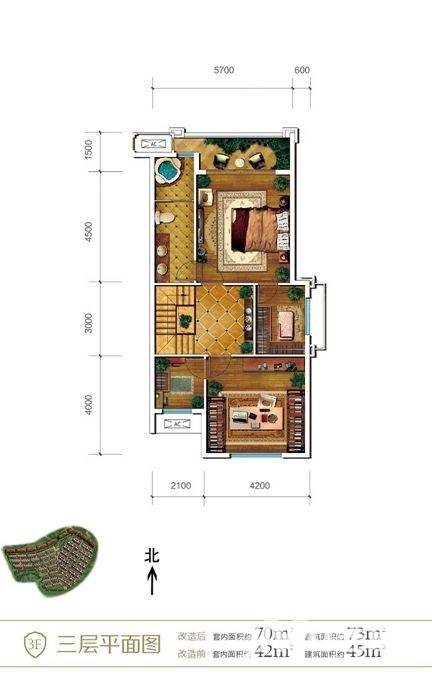 金科城嘉陵江上普通住宅73㎡户型图