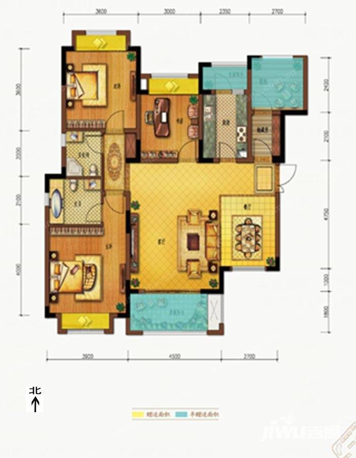 中铁北美时光3室2厅2卫125㎡户型图