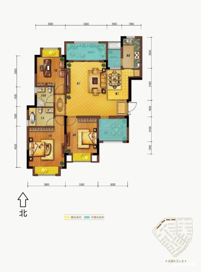 中铁北美时光3室2厅2卫114㎡户型图