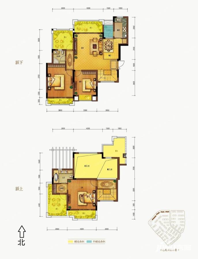 中铁北美时光3室2厅2卫141.4㎡户型图