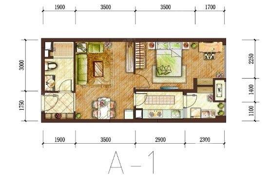 龙湖两江新宸森屿普通住宅44㎡户型图