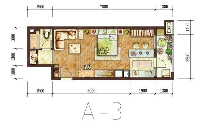 龙湖两江新宸森屿普通住宅36㎡户型图