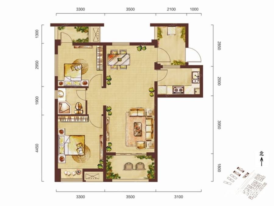 景瑞御蓝湾普通住宅82㎡户型图