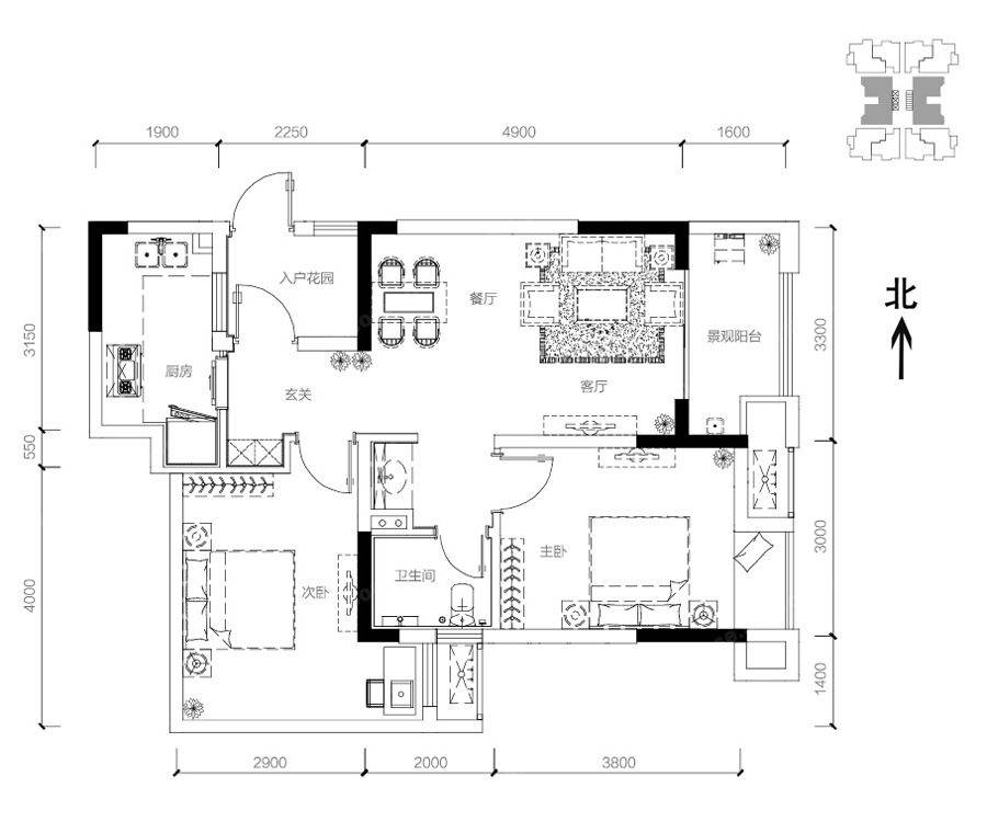 万科悦湾普通住宅72㎡户型图