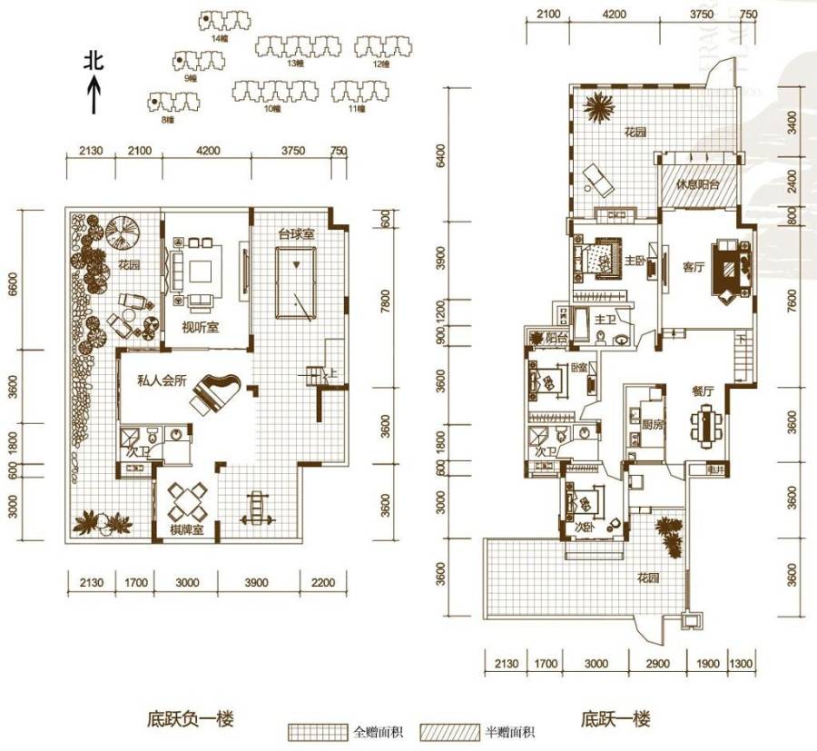 渝高香洲0室2厅2卫436.6㎡户型图